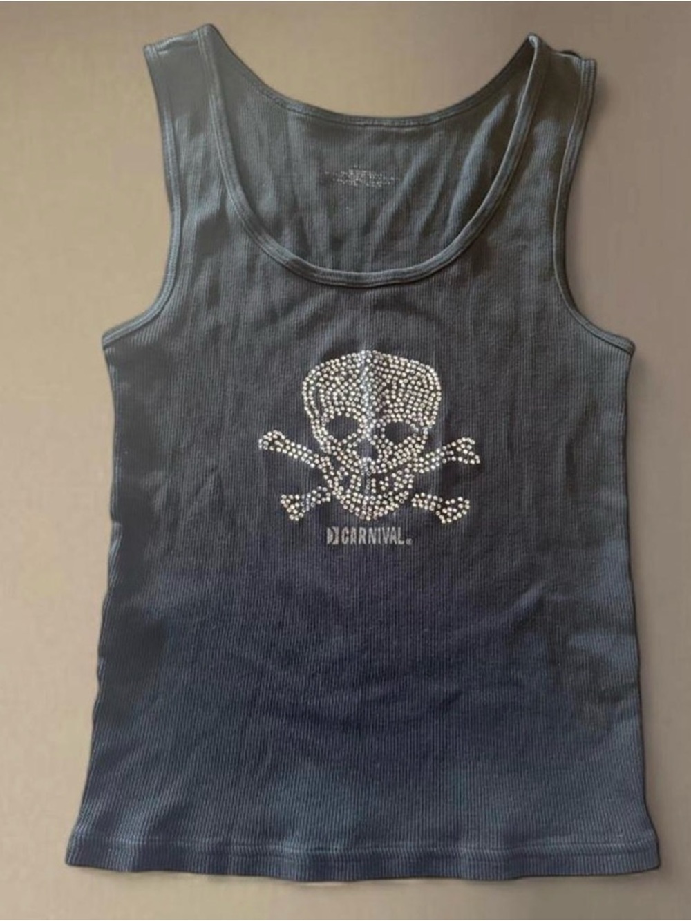 Carnival Women's Black Rhinestone Skull Tank Top